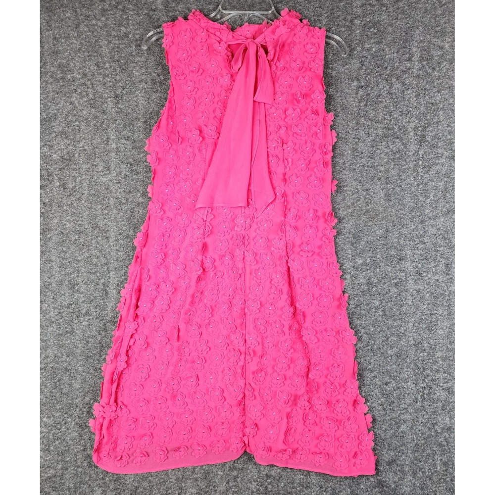 Signature by Robbie Bee Dress Womens Medium Hot Pink 3D Floral Applique RB69098K